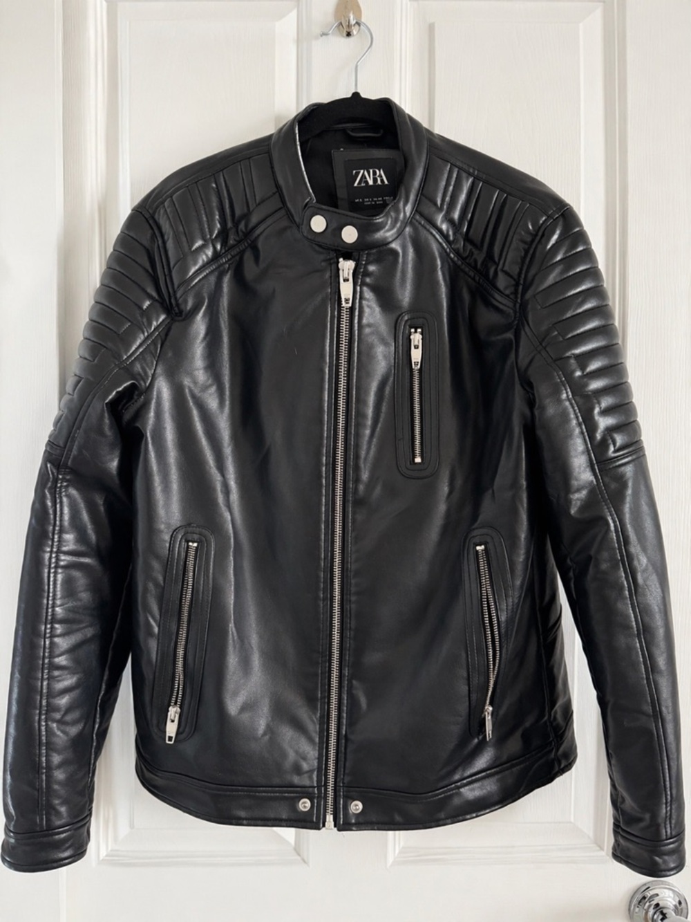 Zara Faux Leather Moto Jacket Black Size L